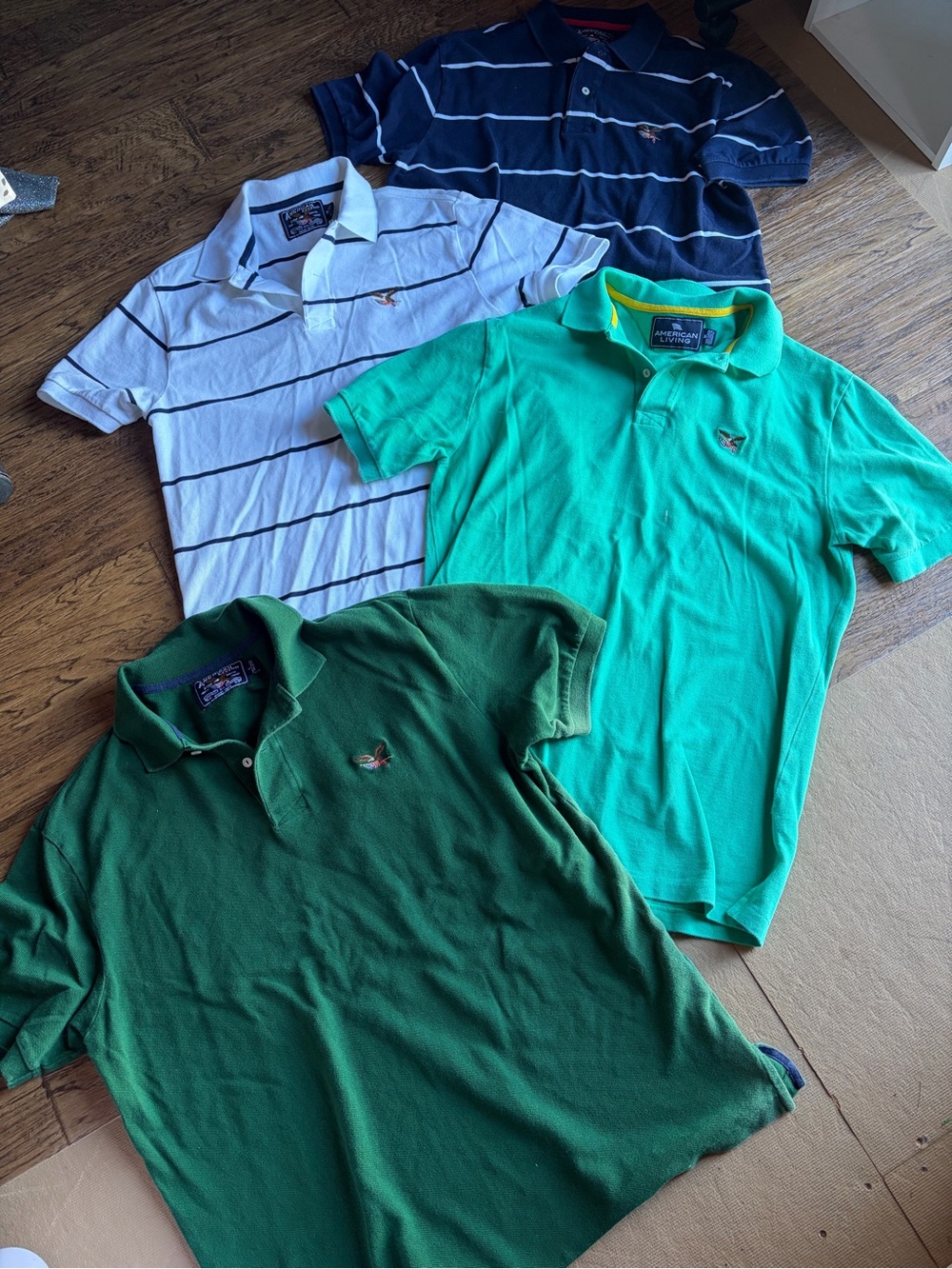 American Living Men's Polo LOT in Navy, White, Teal & Green Size Medium